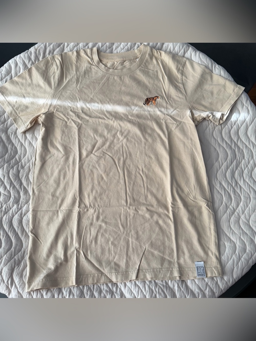 Big Wild Thought cream t-shirt with embroidered tiger #tiger #embroidered XS